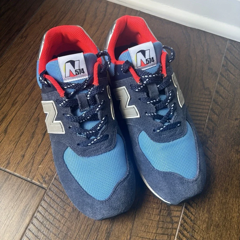 New Balance 574 Sneakers Size 7 EU 40 Kids/Boys Blue Red Silver New